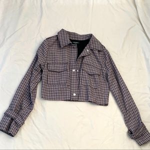 Purple plaided crop jacket